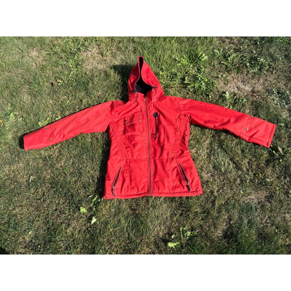 Obermeyer‎ Ski Jacket Womens 14 Red Hooded Insulated Snow Winter Coat